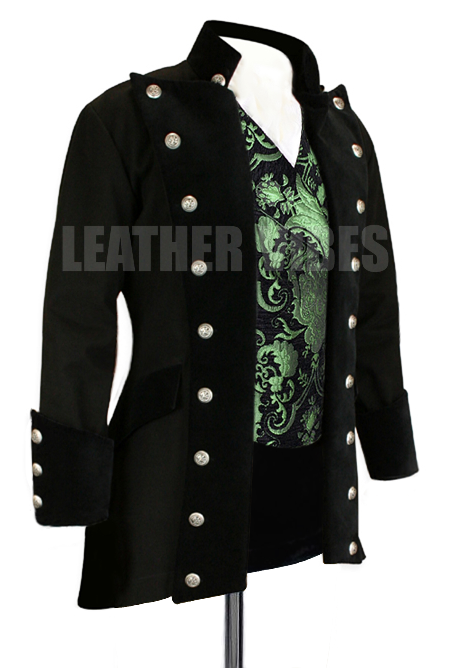 Versailles Coat Black Denim Leather Vibe Store