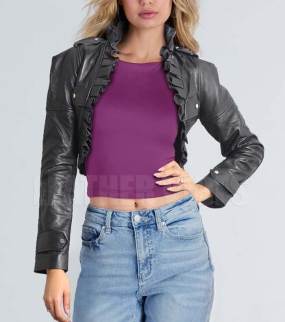 Leather bolero women's jacket
